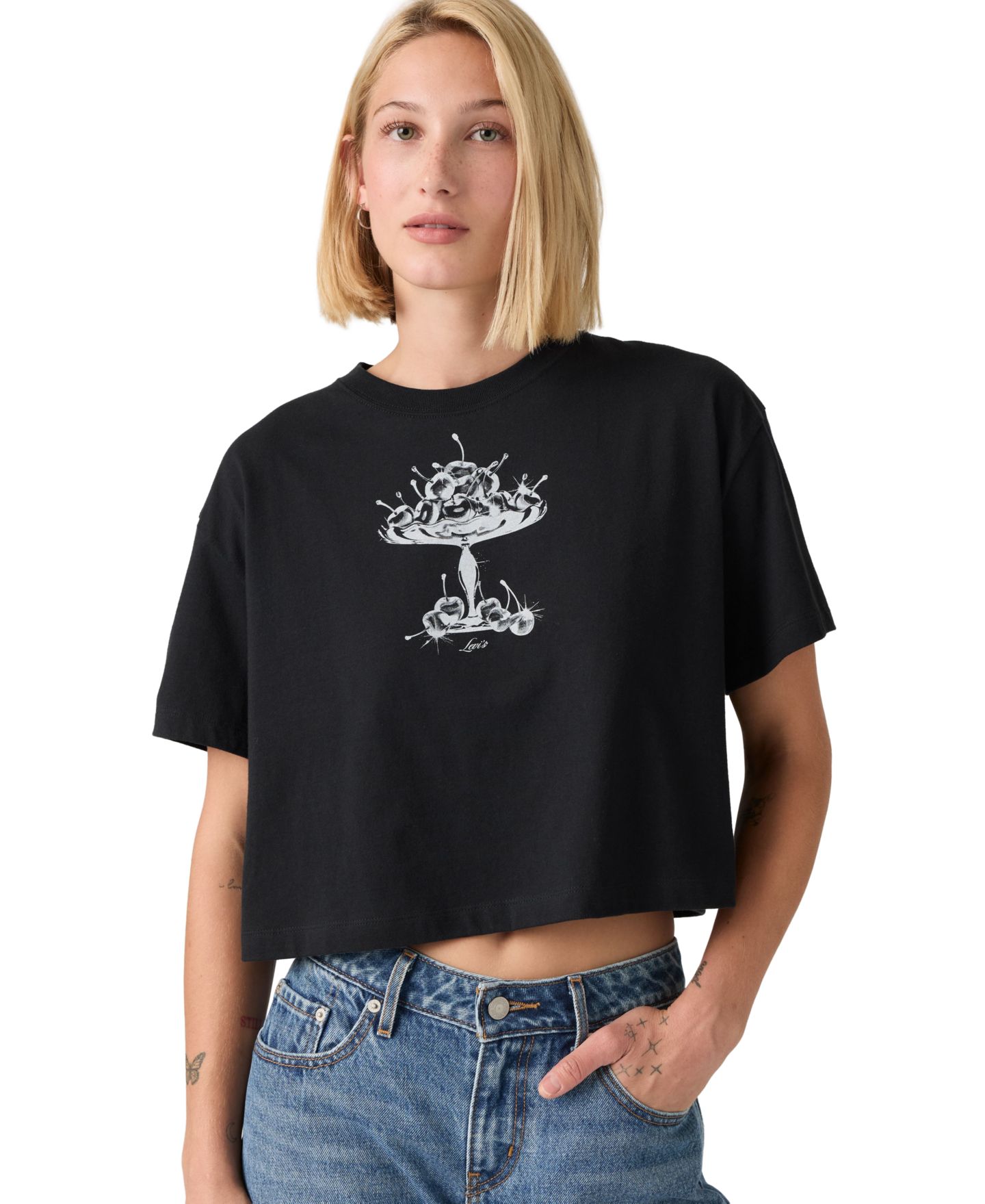 Женская футболка Levi's Graphic Cropped Anyday, цвет: Вишнёвый антрацитовый — фото 1
