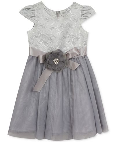 Rare Editions Silver Brocade Dress, Toddler & Little Girls (2T-6X)