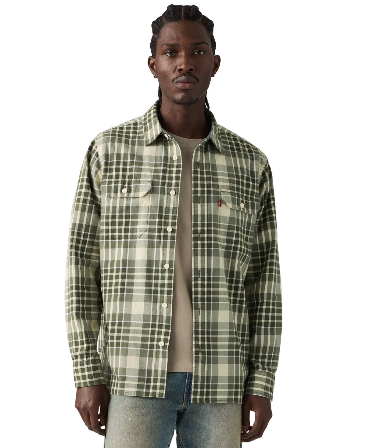Levi's Men's Classic Worker Long-Sleeve Plaid Shirt - Md Basil
