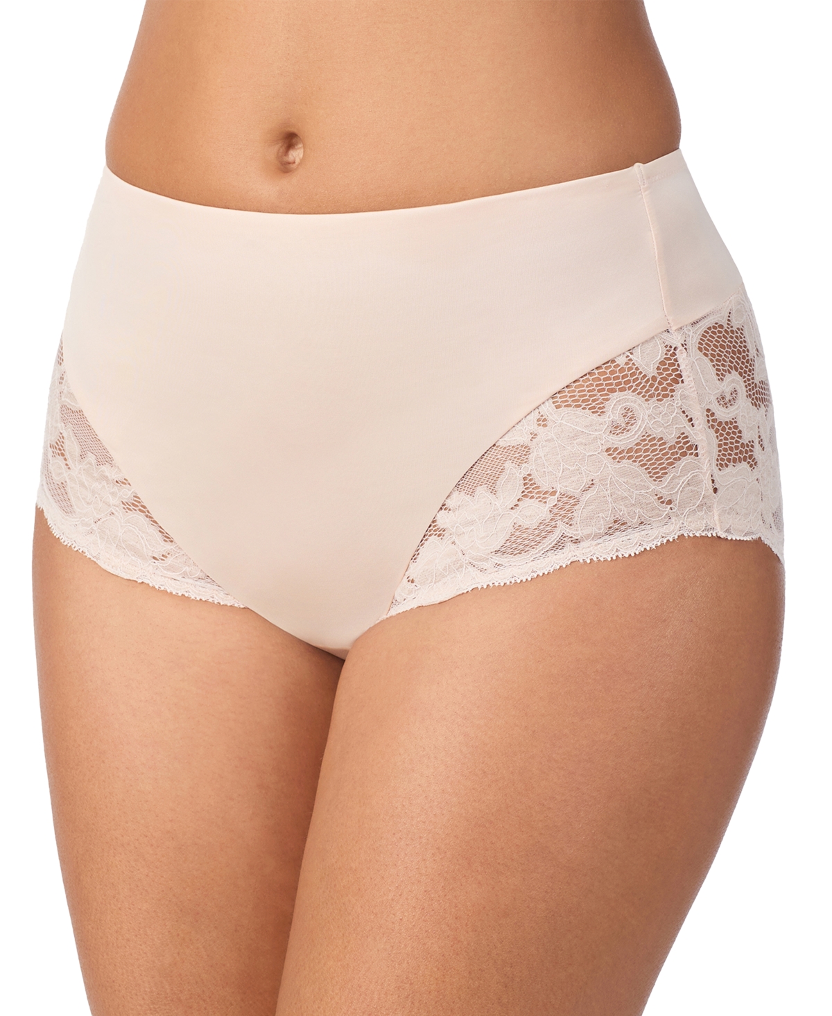 Le Mystere Women's Soft Luxe Lace Smoothing Brief Panty in Soft Shell | Size: XL | HerRoom.com