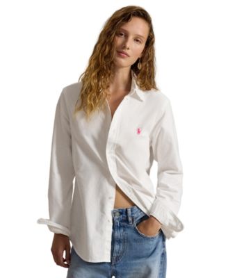 Women's Pink Pony Cotton Oxford Long-Sleeve Button-Down Shirt