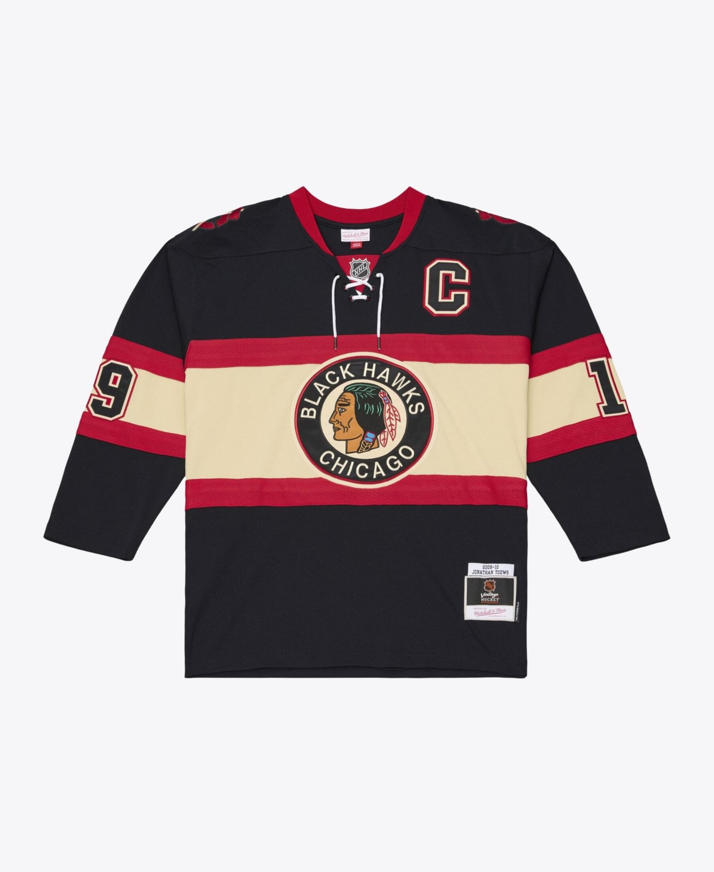 Мужской топ Mitchell & Ness Jonathan Toews Black Chicago Blackhawks 2009/10 Power Play Jersey — фото 11