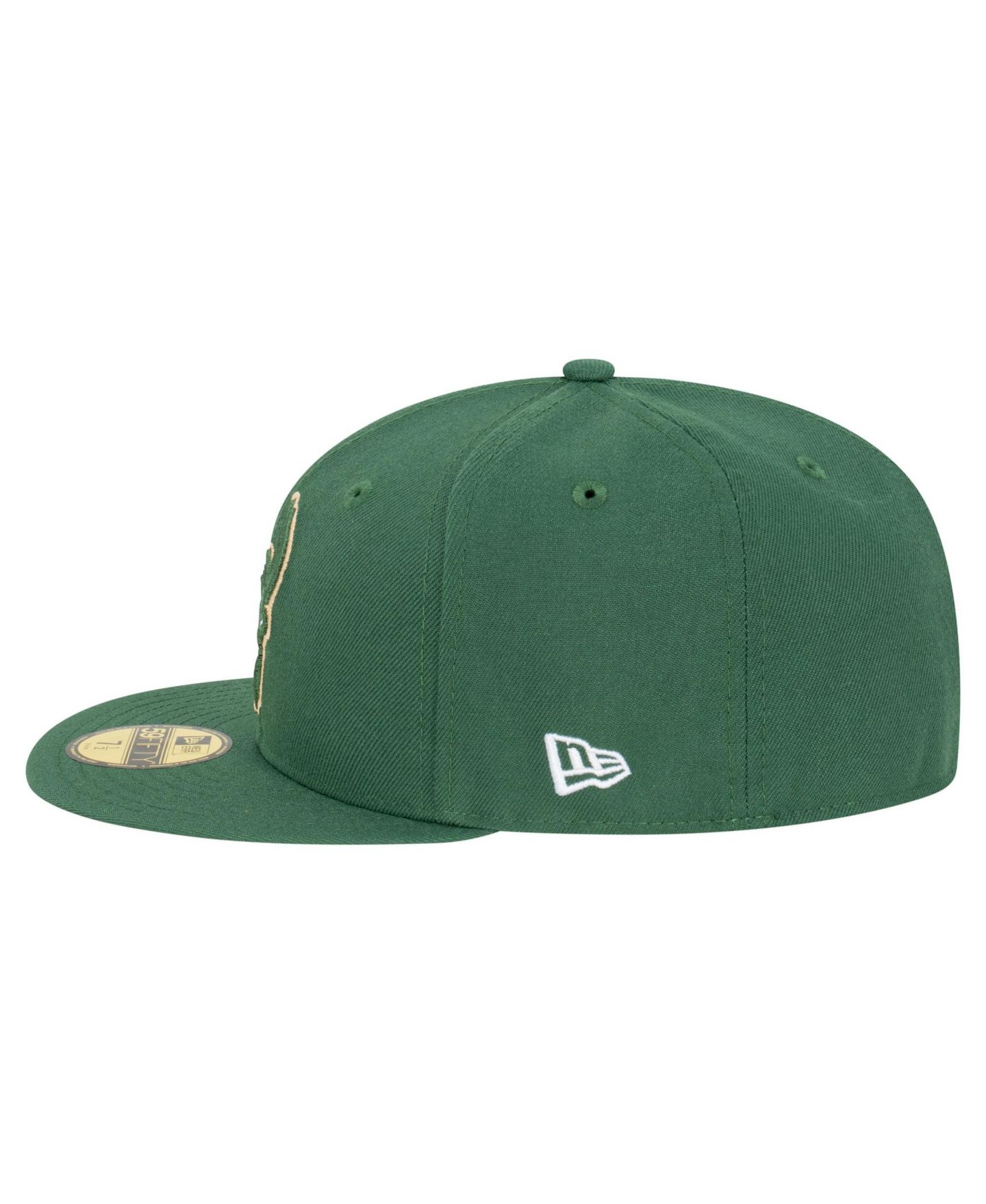 Мужская кепка New Era Hunter Green Milwaukee Bucks Team 59FIFTY Fitted Hat — фото 5