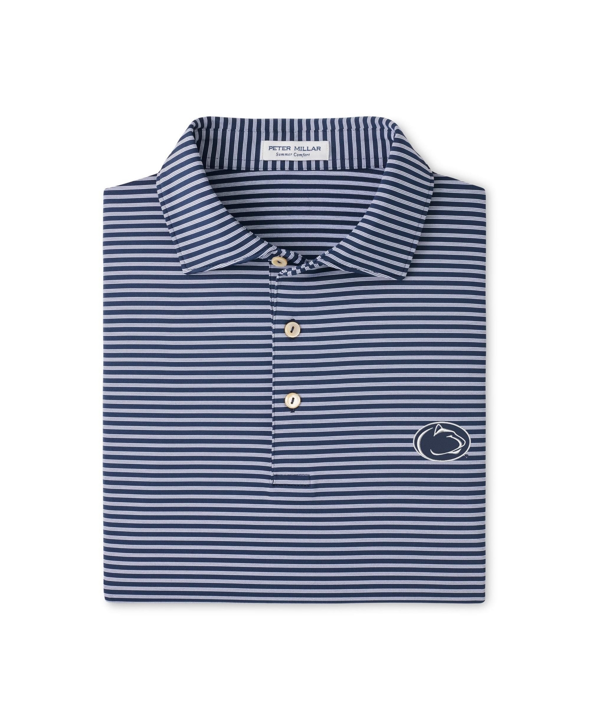 Peter Millar Men's Navy Penn State Nittany Lions Tiebreaker Performance Jersey Stripe Polo Shirt