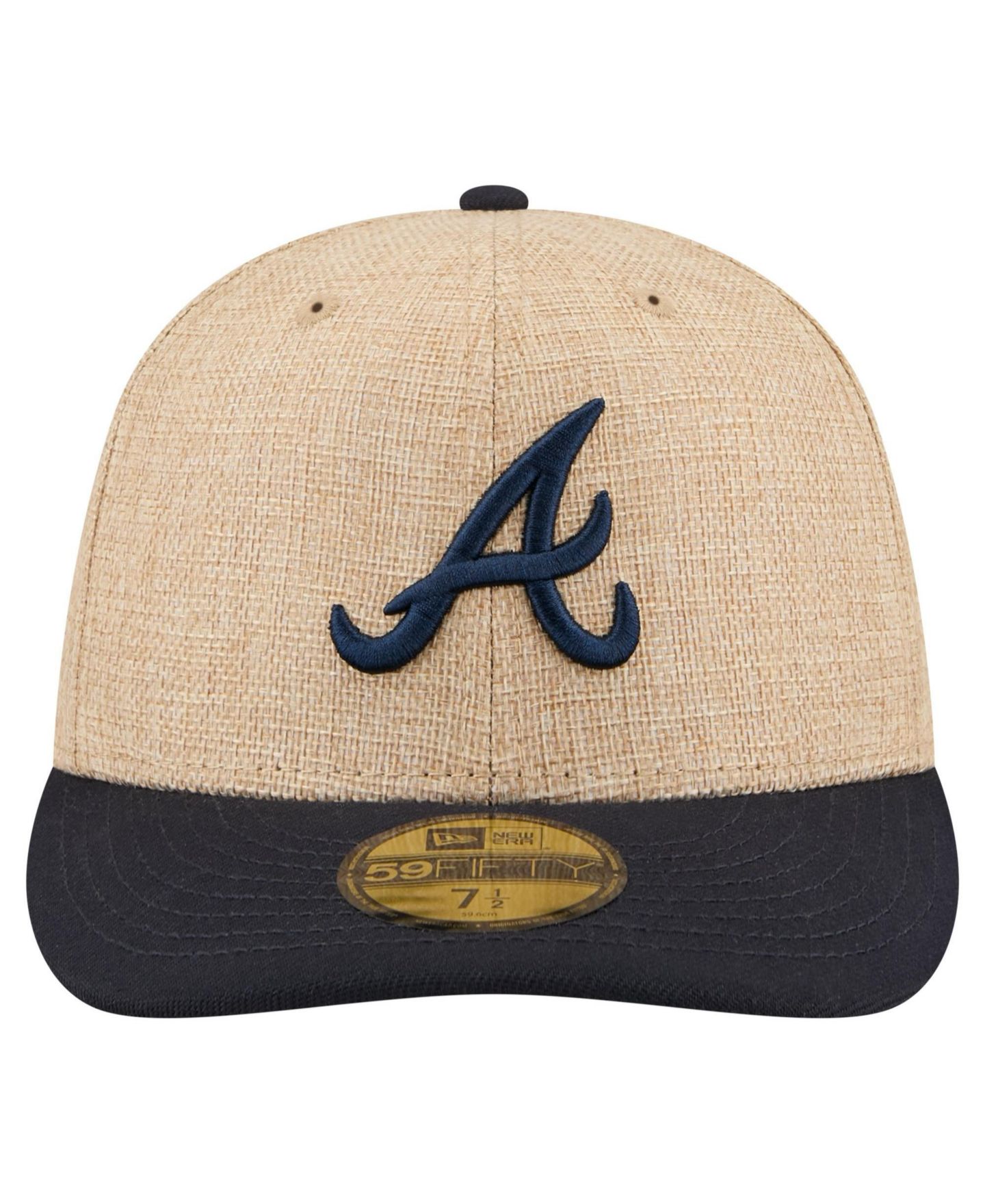 Мужская кепка New Era Natural/Navy Atlanta Braves Twine 59FIFTY Fitted Hat — фото 2