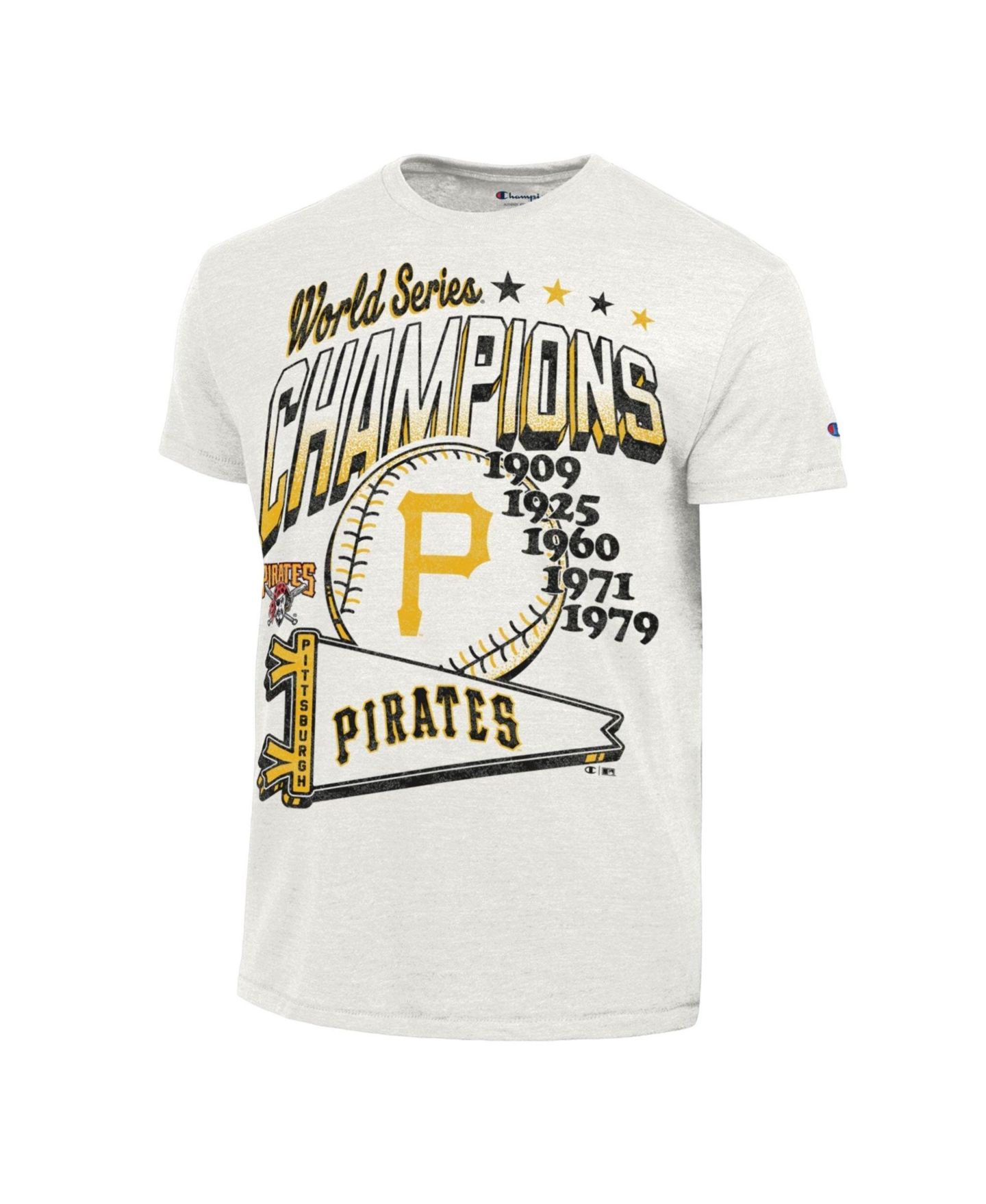 Мужская футболка Champion Cream Pittsburgh Pirates Winning Tradition Cooperstown Collection Tri-Blend — фото 2