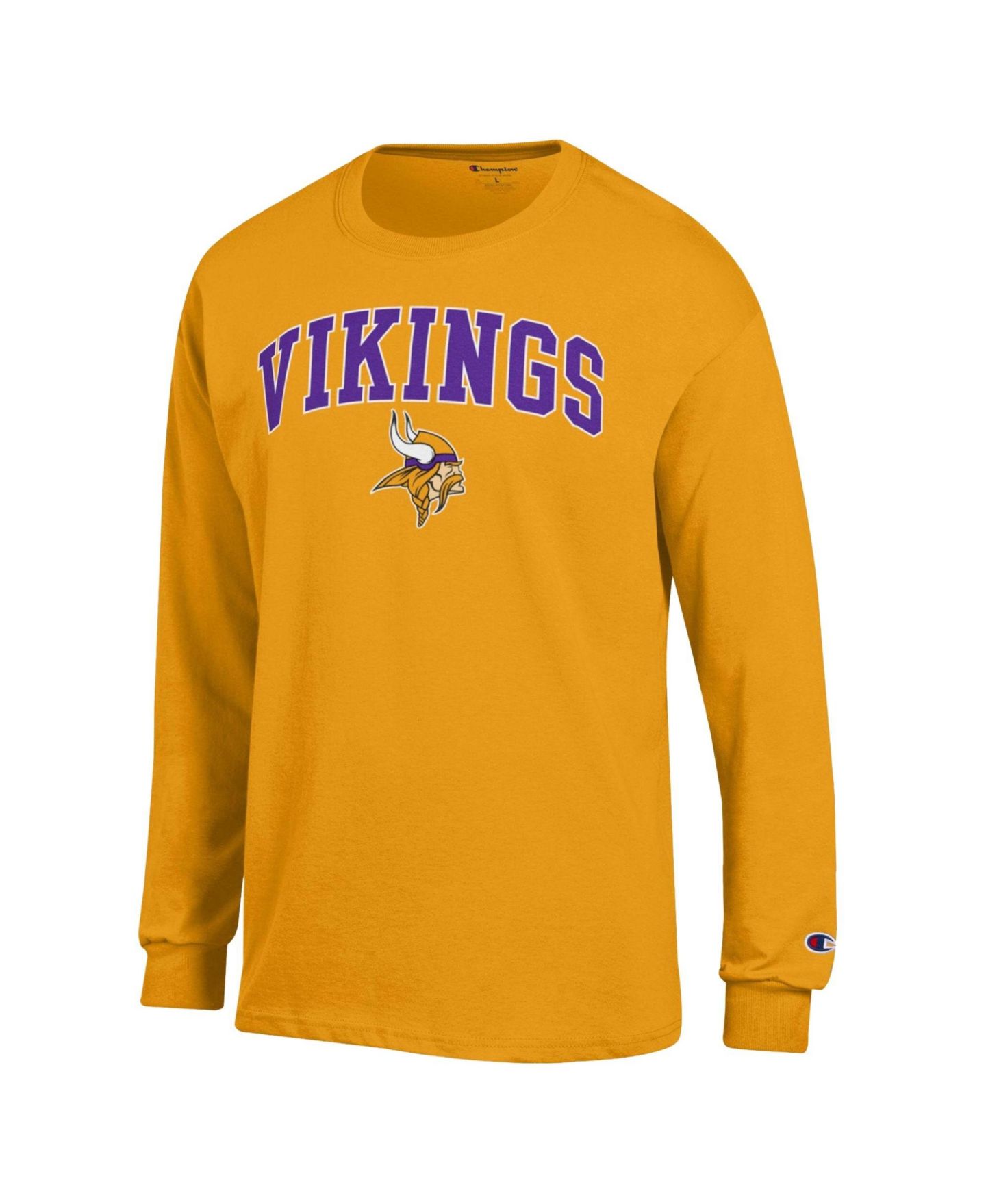 Мужская футболка Champion Gold Minnesota Vikings Arch Over Logo Long Sleeve — фото 3