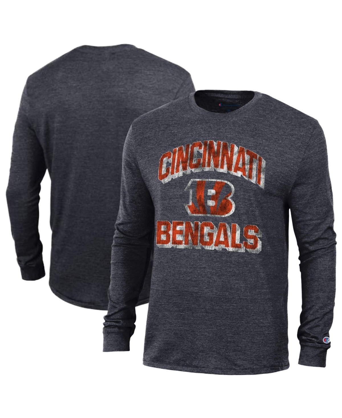 Men's Champion Black Cincinnati Bengals Ultimate Tri-Blend Long Sleeve T-Shirt