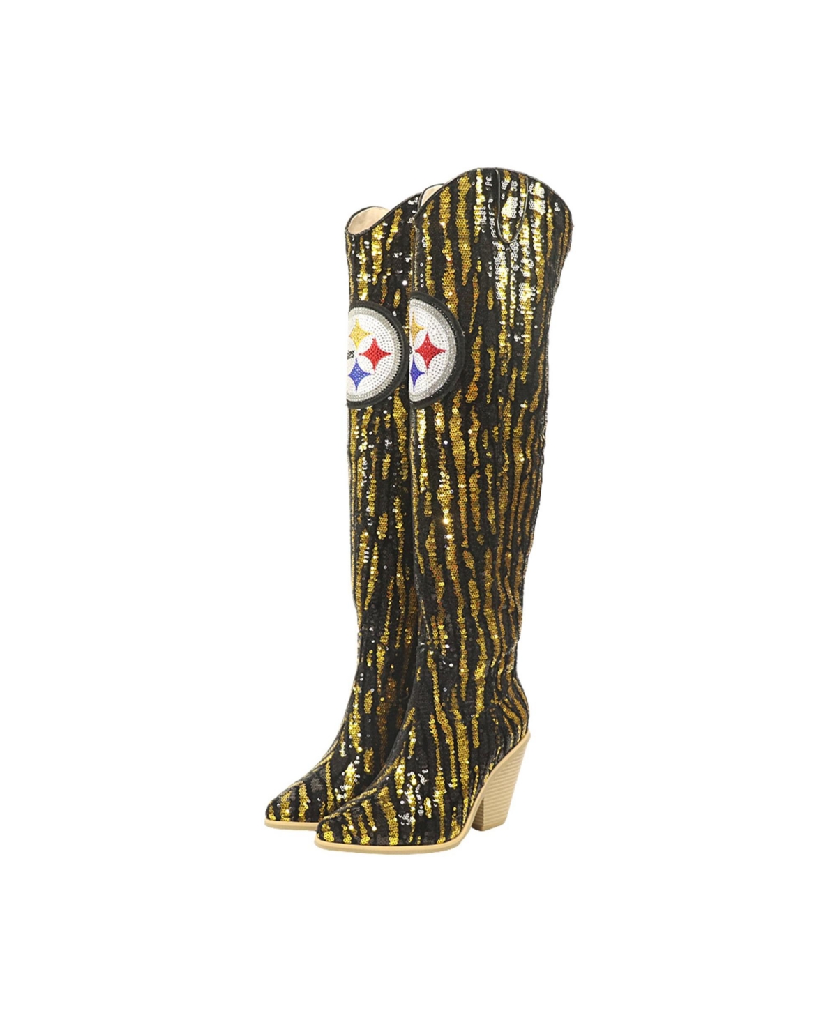 FABGATING by Cuce  Pittsburgh Steelers Over-the-Knee Two-Tone Sequin Boots