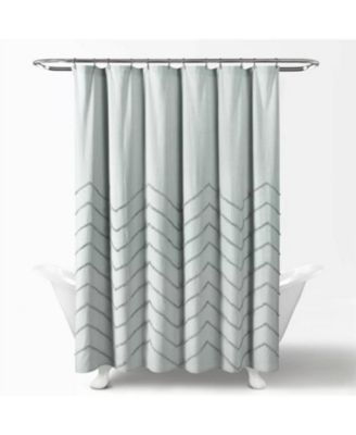 72-Inch Cotton Chenille Shower Curtain with Chevron Pattern