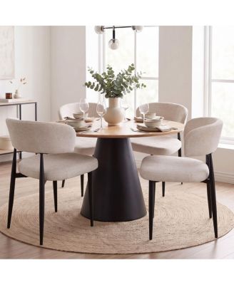 Mid-Century Modern Dining Chairs Set of 4, Bucket Seat Chairs, Metal Frame