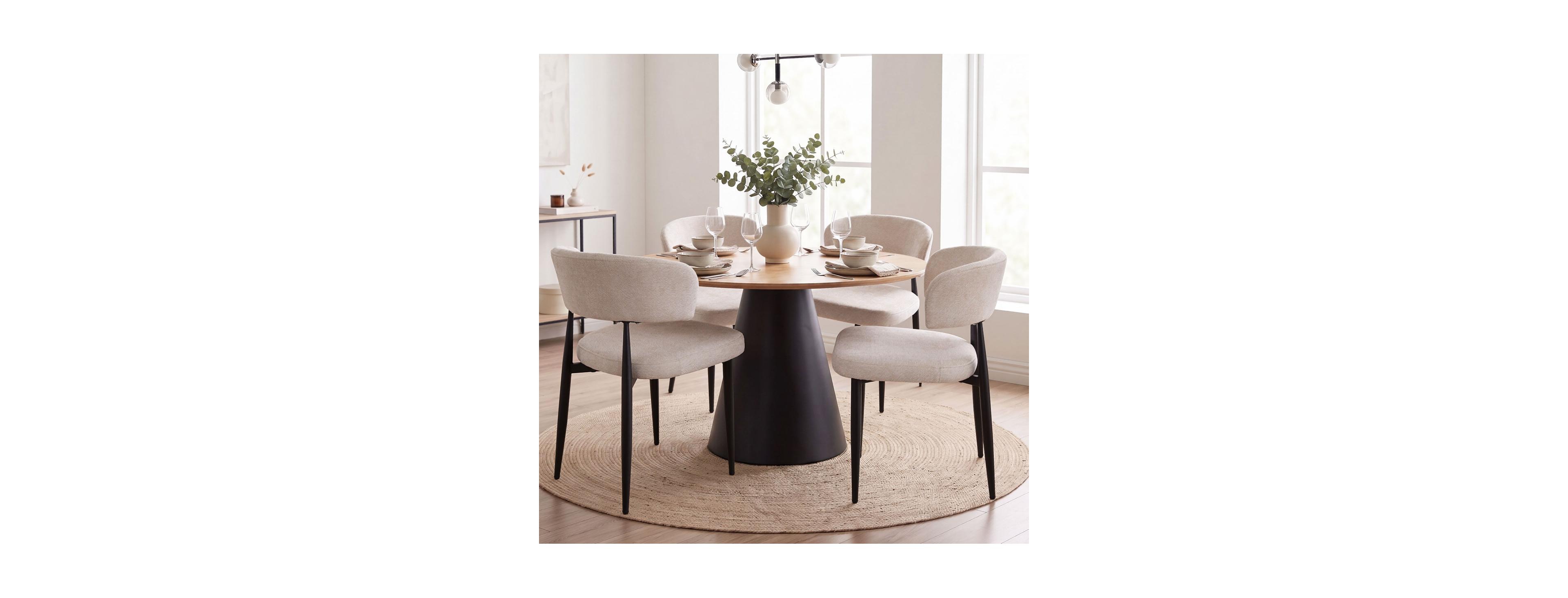 Maison Boucle Mid-Century Modern Dining Chairs Set of 4, Bucket Seat Chairs, Metal Frame
