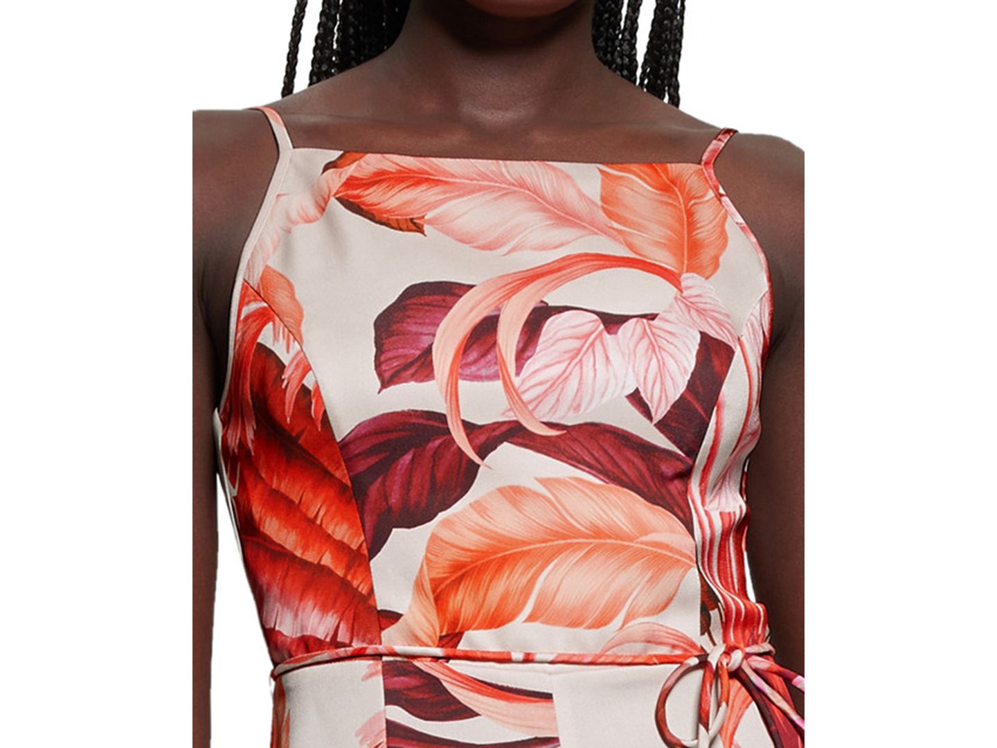 Женский комбинезон GUESS Sana Satin Printed Sleeveless Jumpsuit, цвет: Оранжевый разноцветный — фото 2