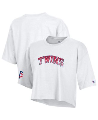 Women's  White Minnesota Twins Boyfriend Cropped Americana T-Shirt