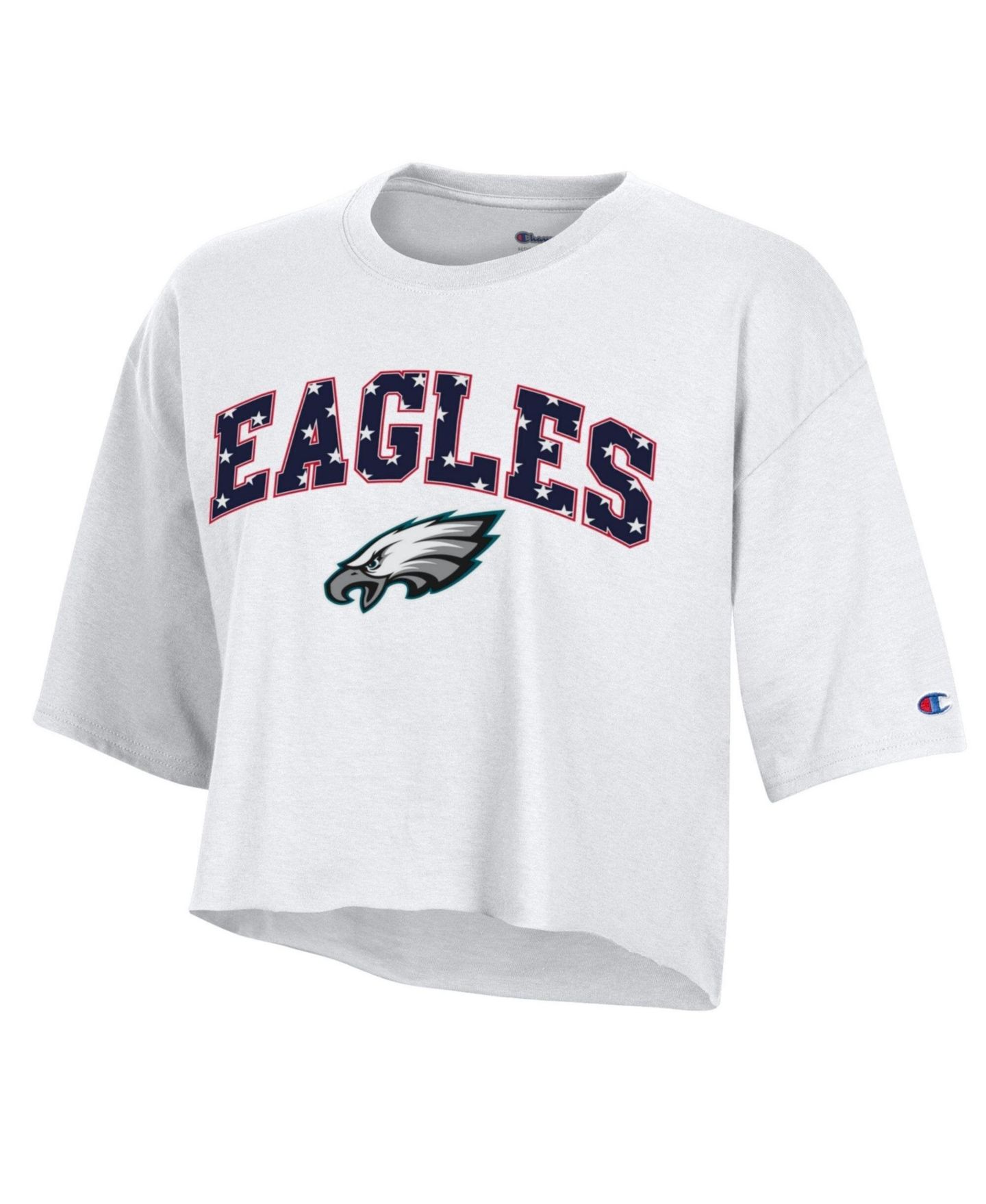 Женская футболка Champion White Philadelphia Eagles Star Spangled Cropped — фото 1