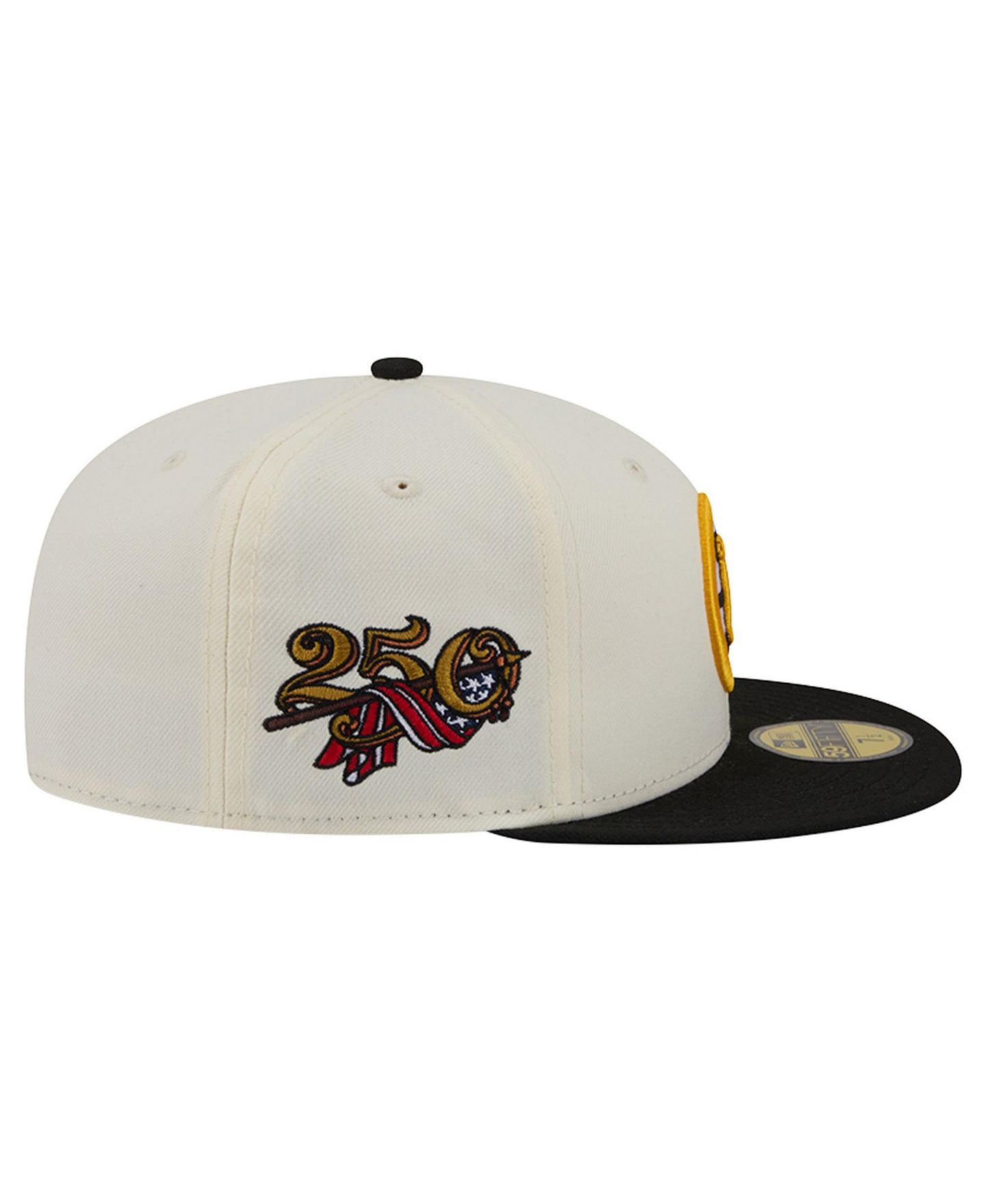 Мужская кепка New Era Cream Boston Bruins 250th Anniversary of the United States Two-Tone 59FIFTY Fitted Hat — фото 6