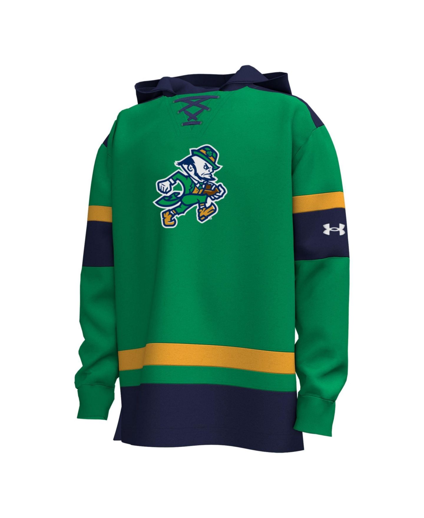 Детское худи Under Armour Kelly Green Notre Dame Fighting Irish Irish Wear Green Gameday Hockey — фото 2