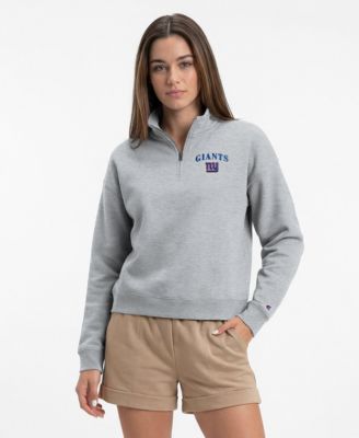 Women's  Heather Gray New York Giants Powerblend Quarter-Zip Sweatshirt