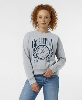 Women's  Heather Gray Georgetown Hoyas Academic Crest Powerblend Crewneck Sweatshirt