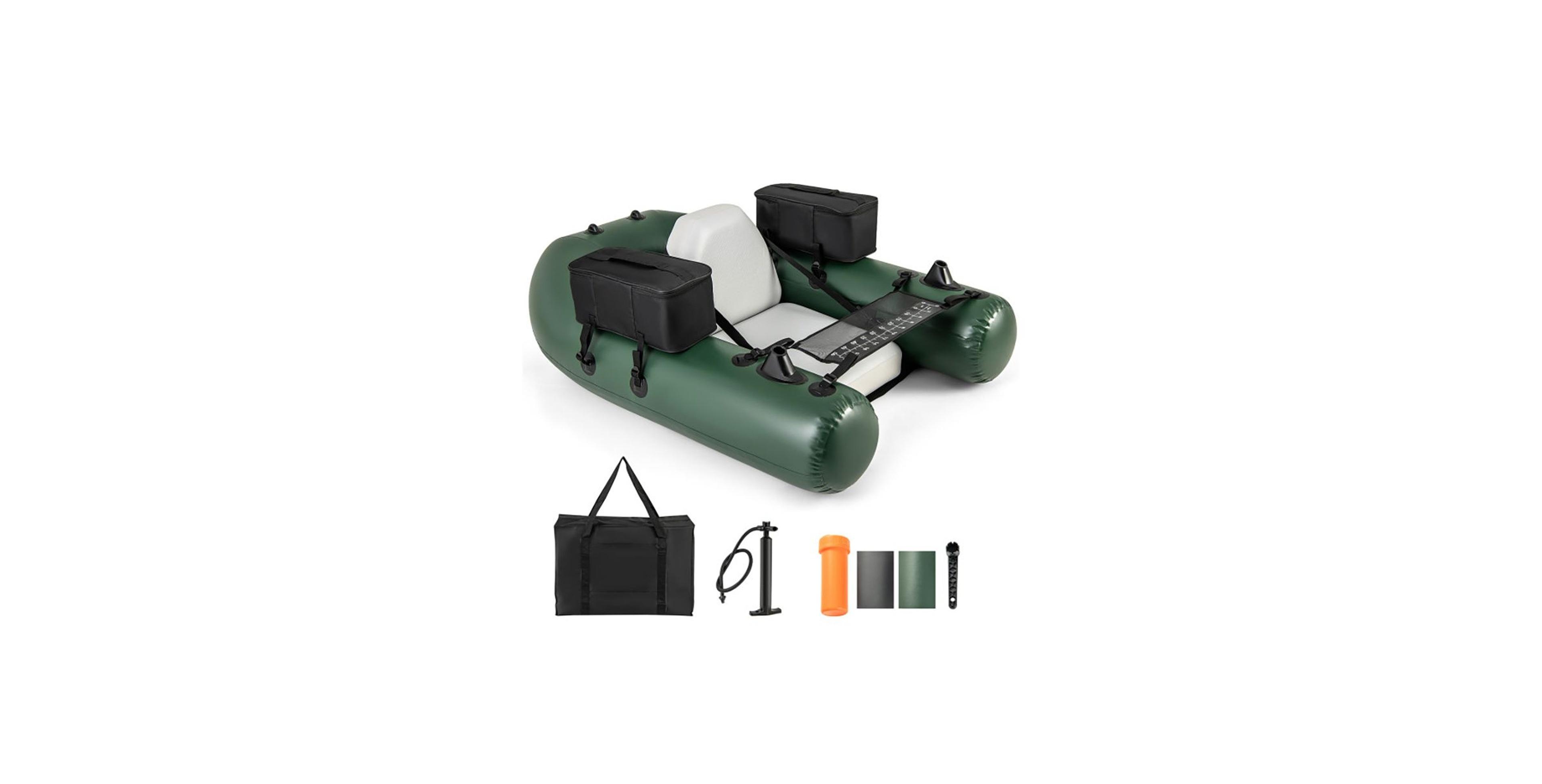 Sevorley Inflatable Fishing Float Tube for Angling with Fish Ruler and Angling Base