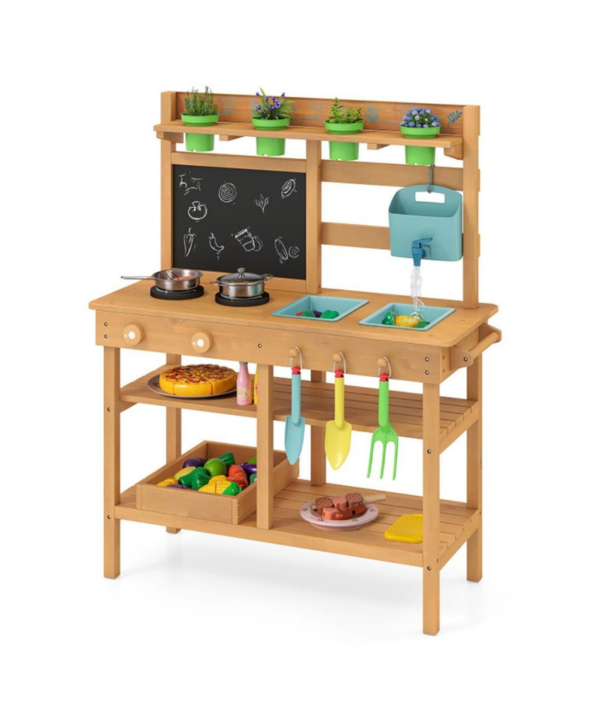 Sevorley Outdoor Wood Mud Kitchen, Ages 3+