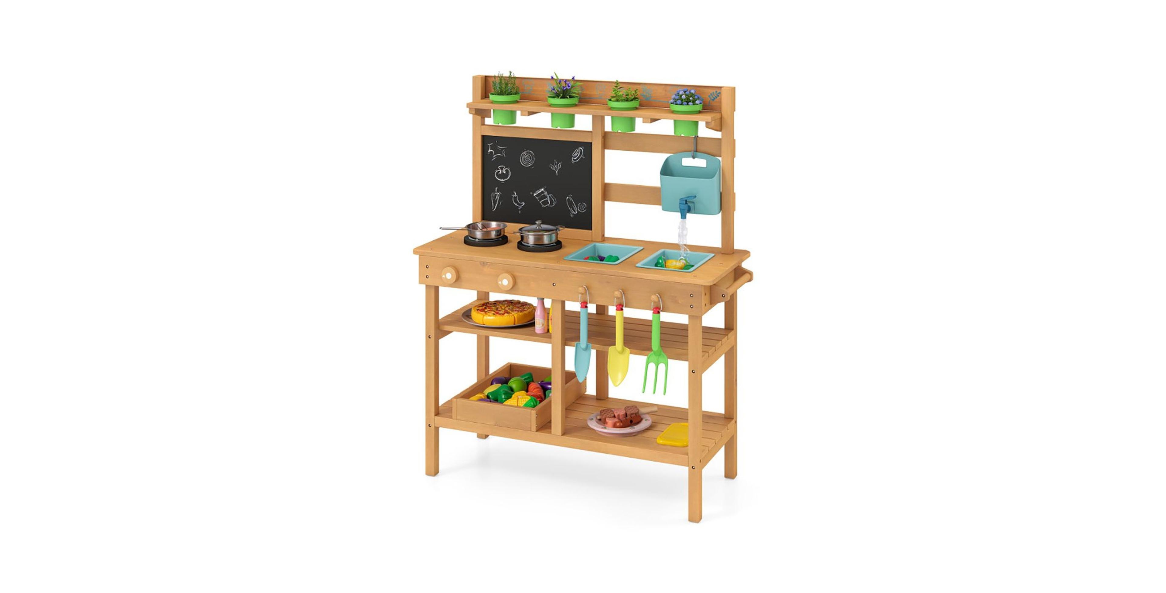 Sevorley Outdoor Wood Mud Kitchen, Ages 3+