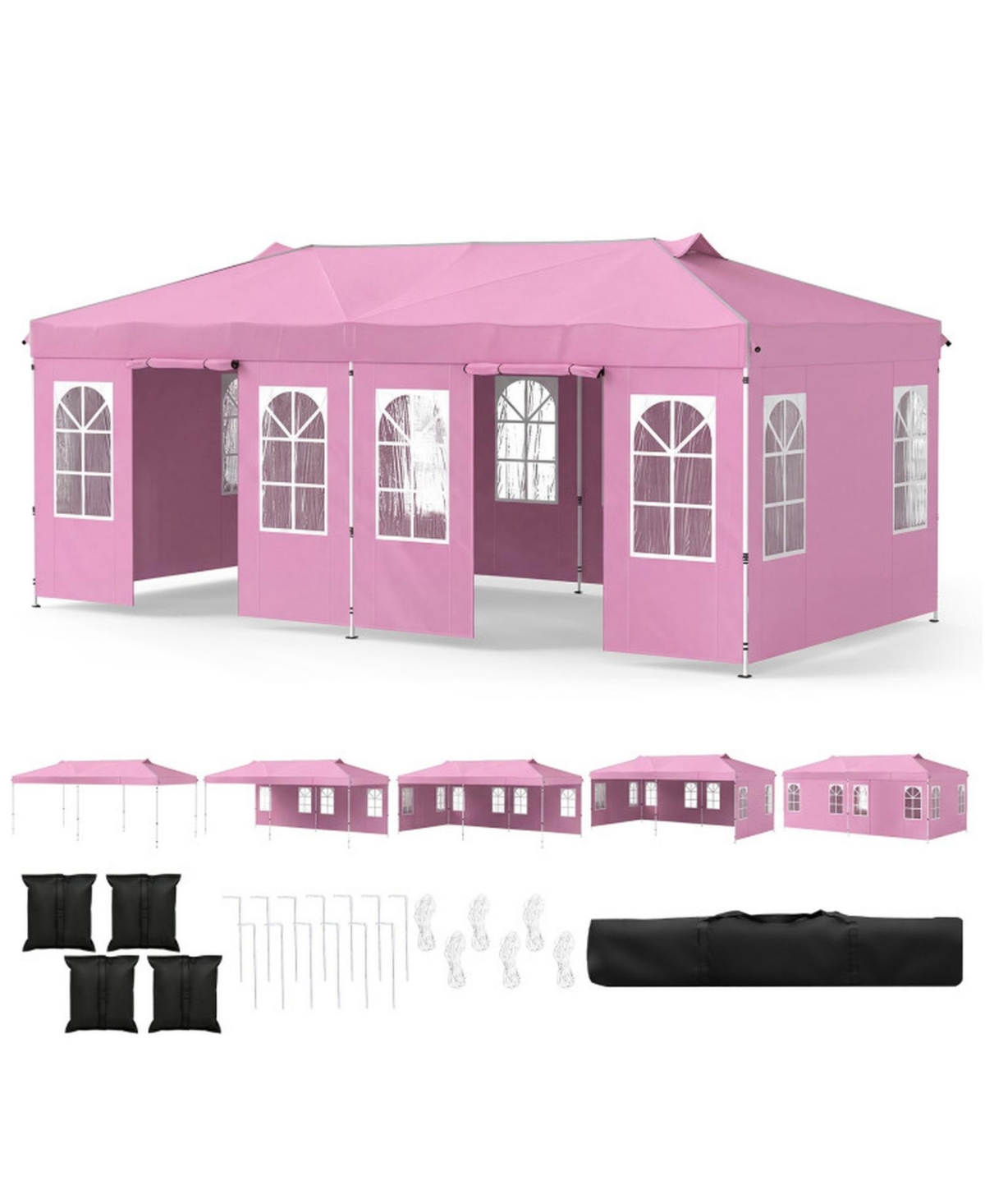 Sugift 20 x 10 Feet Pop Up Canopy Tent with Adjustable Height and 6 Sidewalls