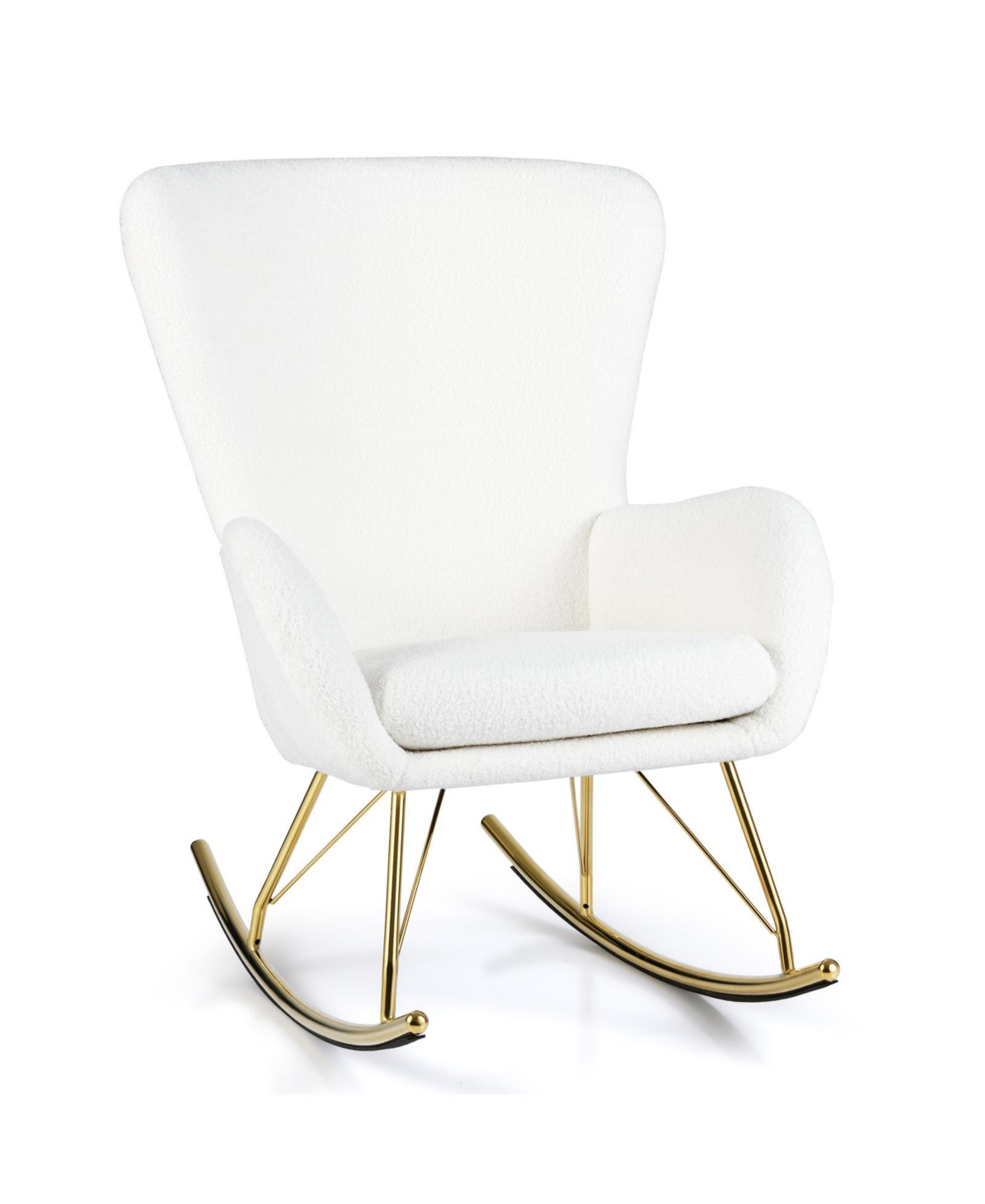 Mecale Nursery Rocking Chair with Curved Backrest and Armrests