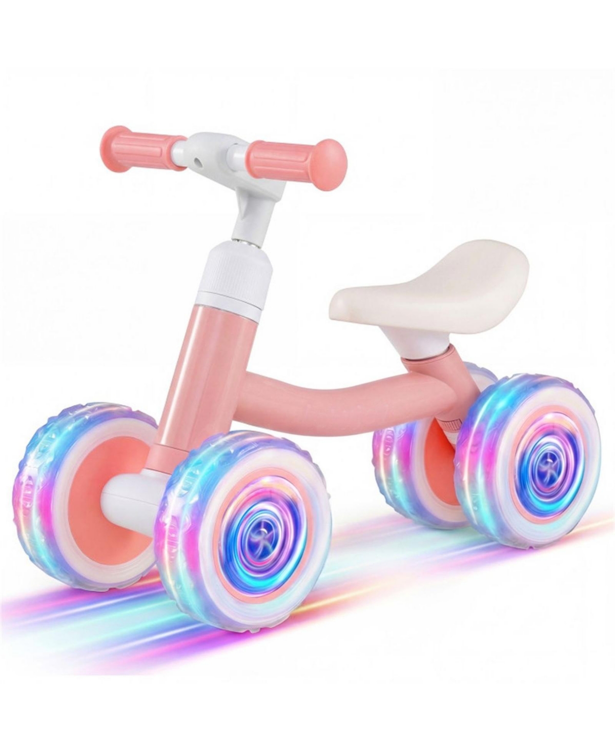 Sevorley Height-Adjustable Kids Bike with Light-Up Wheels, Ages 12-36 Months - Pink