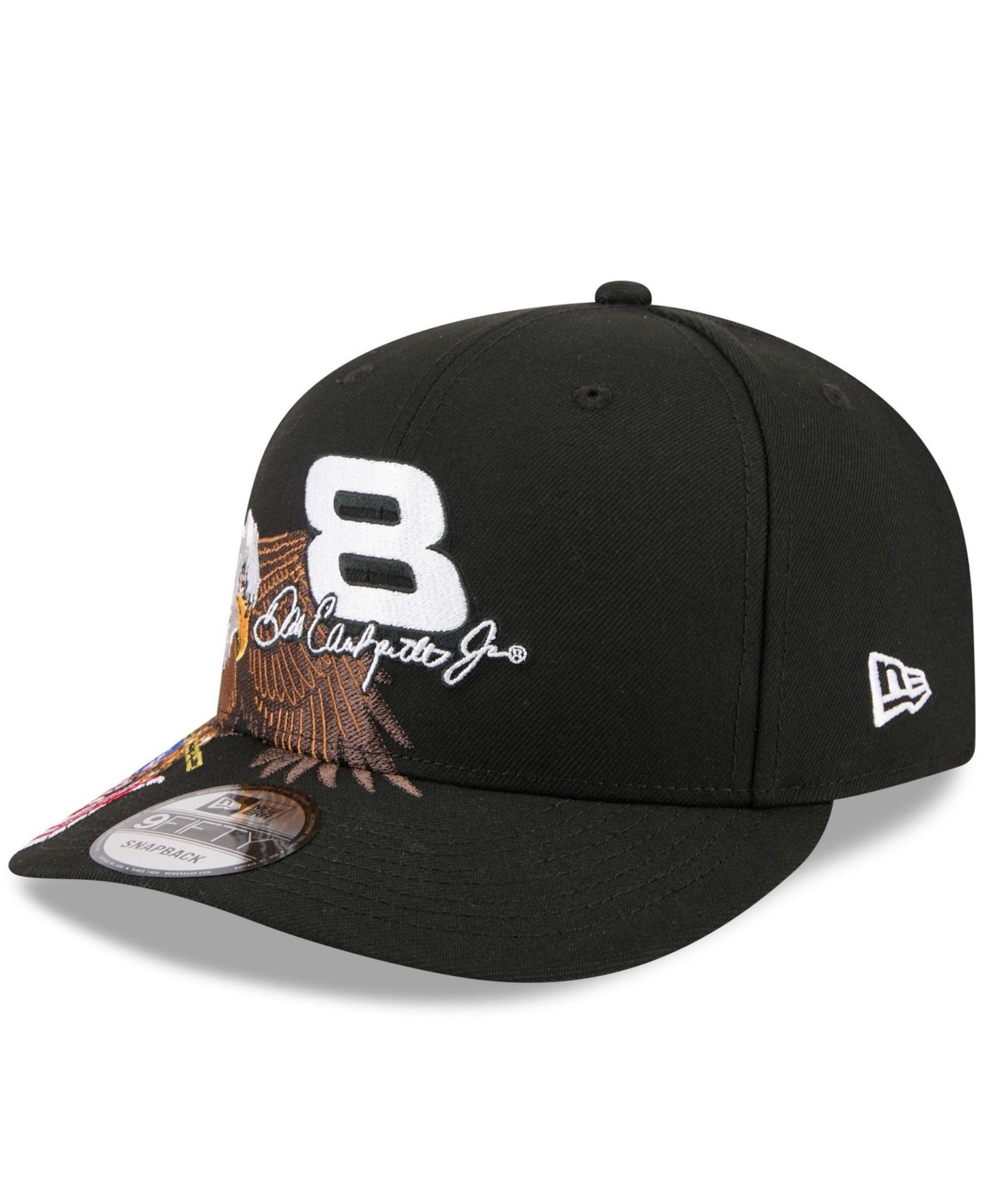 Мужская кепка New Era Black Dale Earnhardt Jr. Patriotic Eagle & Flag A-Frame 9FIFTY Snapback Hat — фото 3