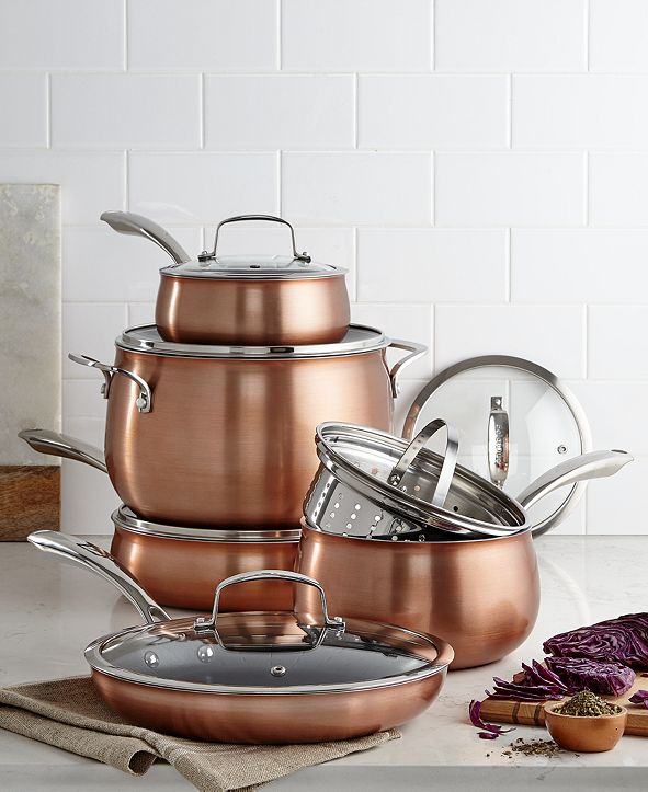 Belgique Copper Translucent 11Piece Cookware Set, Created for Macy's