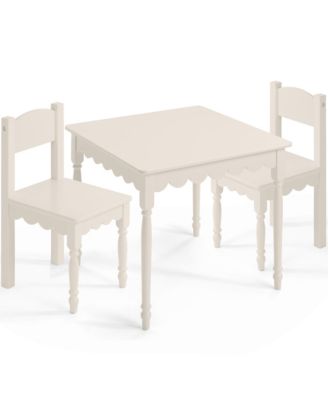 Kids Table and Chair Set for Toddlers, Solid Wood Activity Table, Scalloped Edge