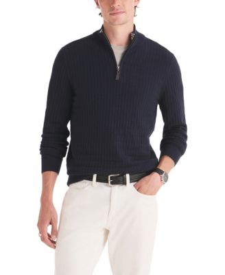 Men's Textured Logo Classic-Fit Quarter-Zip Sweater