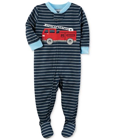 Carter's 1-Pc. Striped Firetruck Footed Pajamas, Baby Boys (0-24 months)