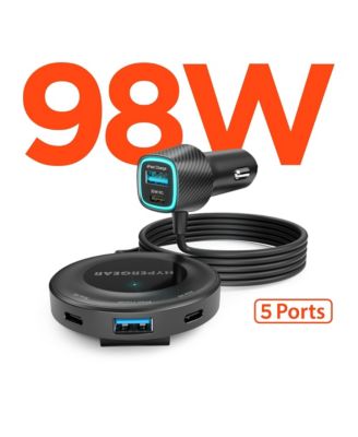 Road Runner 5-Port Fast Charge Car Charger for Phones, Tablets & Laptops