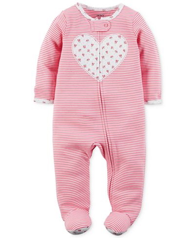 Carter's 1-Pc. Stripes & Heart Footed Coverall, Baby Girls (0-24 months)