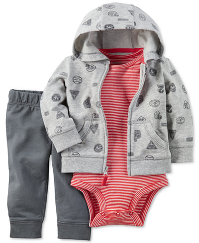 Carter's 3-Pc. Sports-Print Hoodie, Bodysuit & Pants Set, Baby Boys (0-24 months)