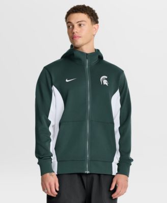 Men's Green/White Michigan State Spartans Courtside Game Dri-FIT Full-Zip Hooded Jacket