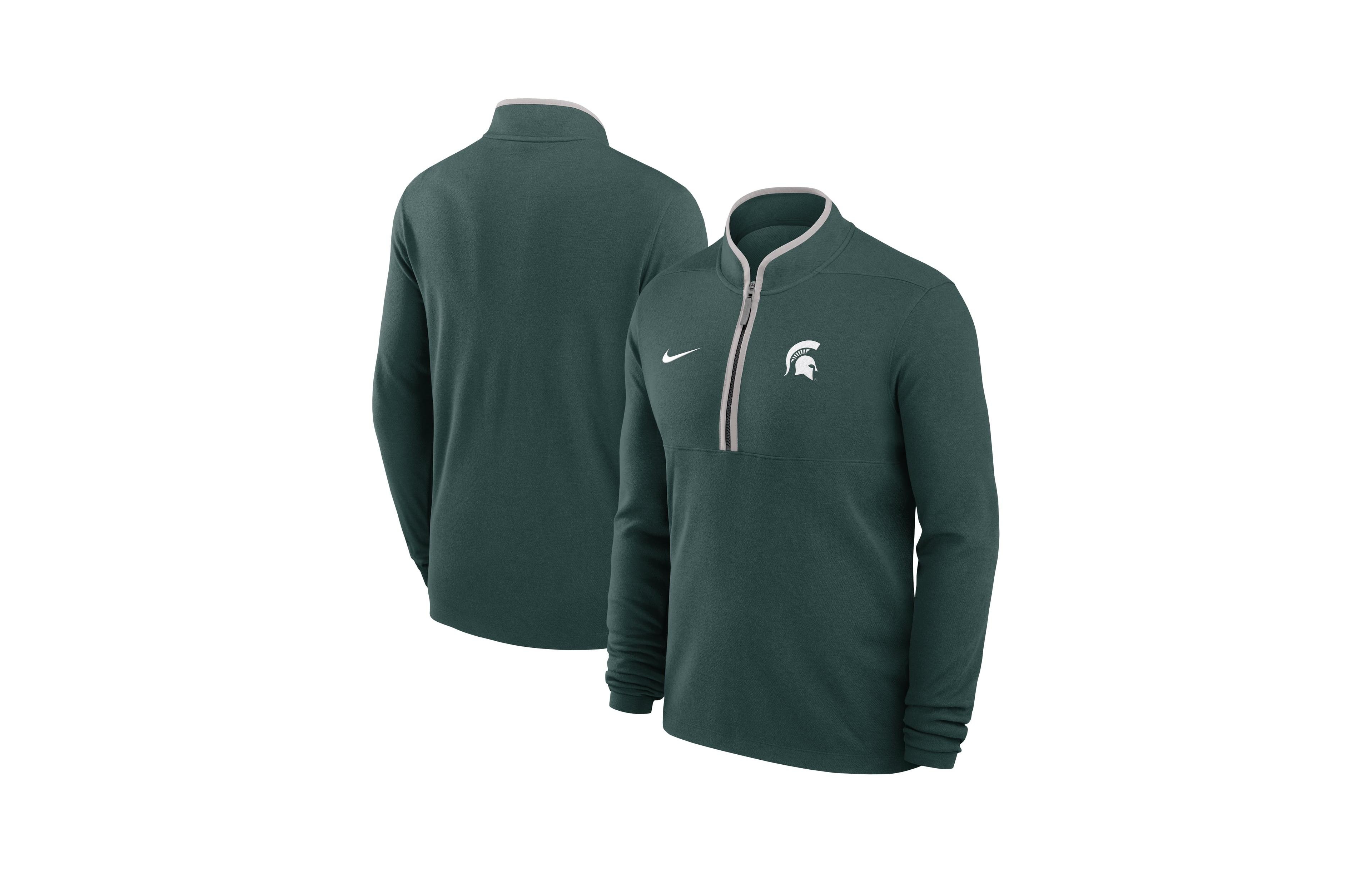 Nike Men's Green Michigan State Spartans Courtside Victory Dri-fit Half-Zip Pullover