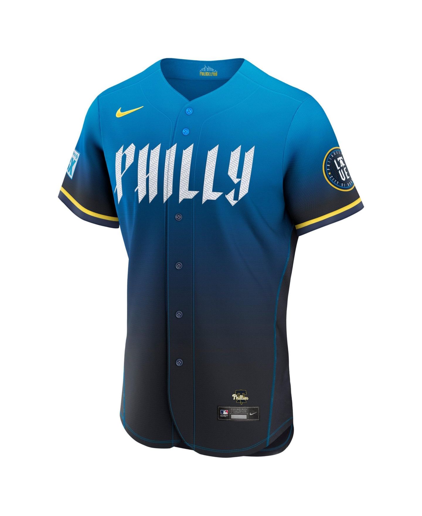 Мужской топ Nike Navy Trea Turner Philadelphia Phillies City Connect Authentic Sponsor Patch Jersey — фото 2