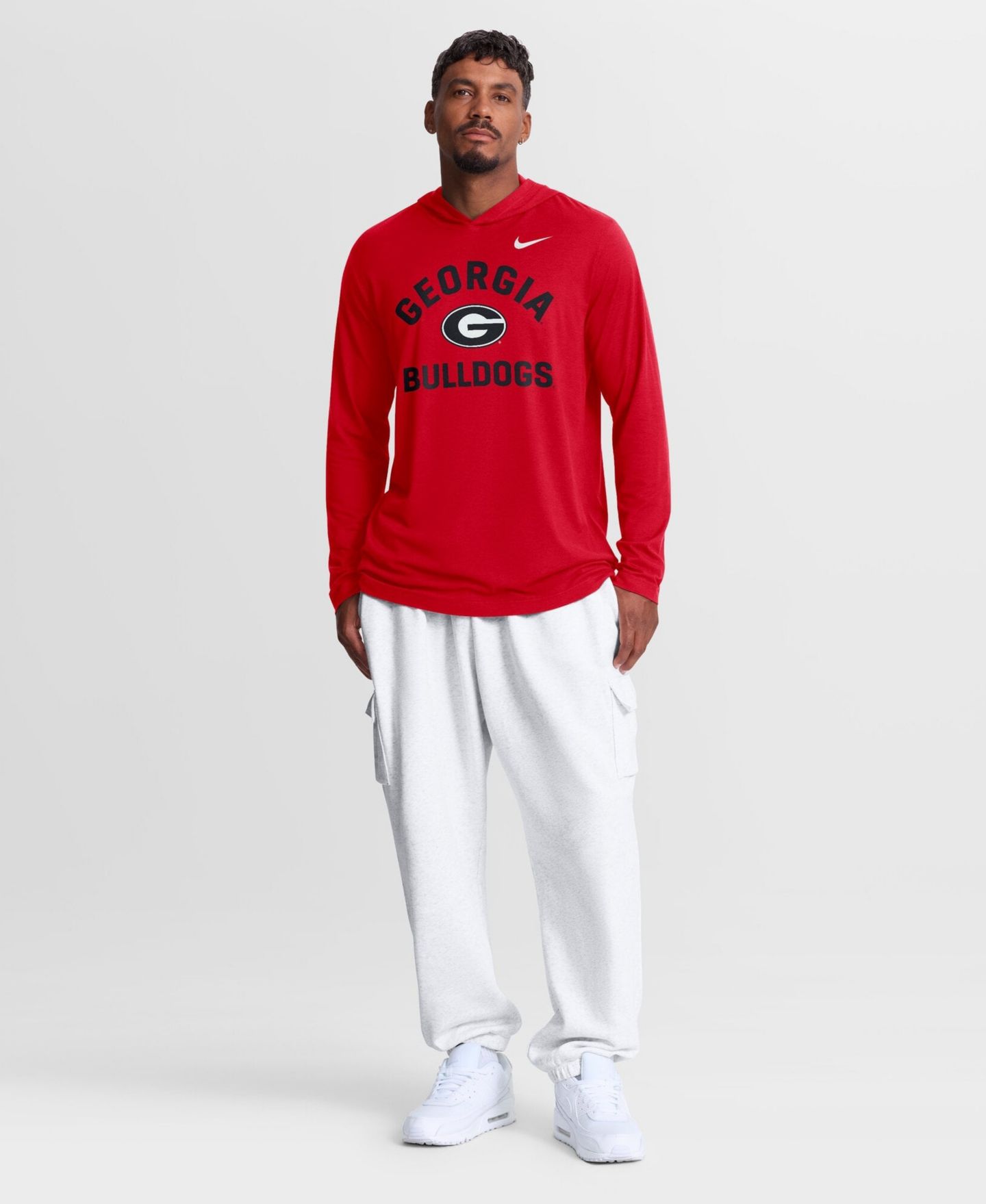 Мужская футболка Nike Red Georgia Bulldogs Primetime Arch Tri-Blend Dri-FIT Long Sleeve Hooded — фото 3