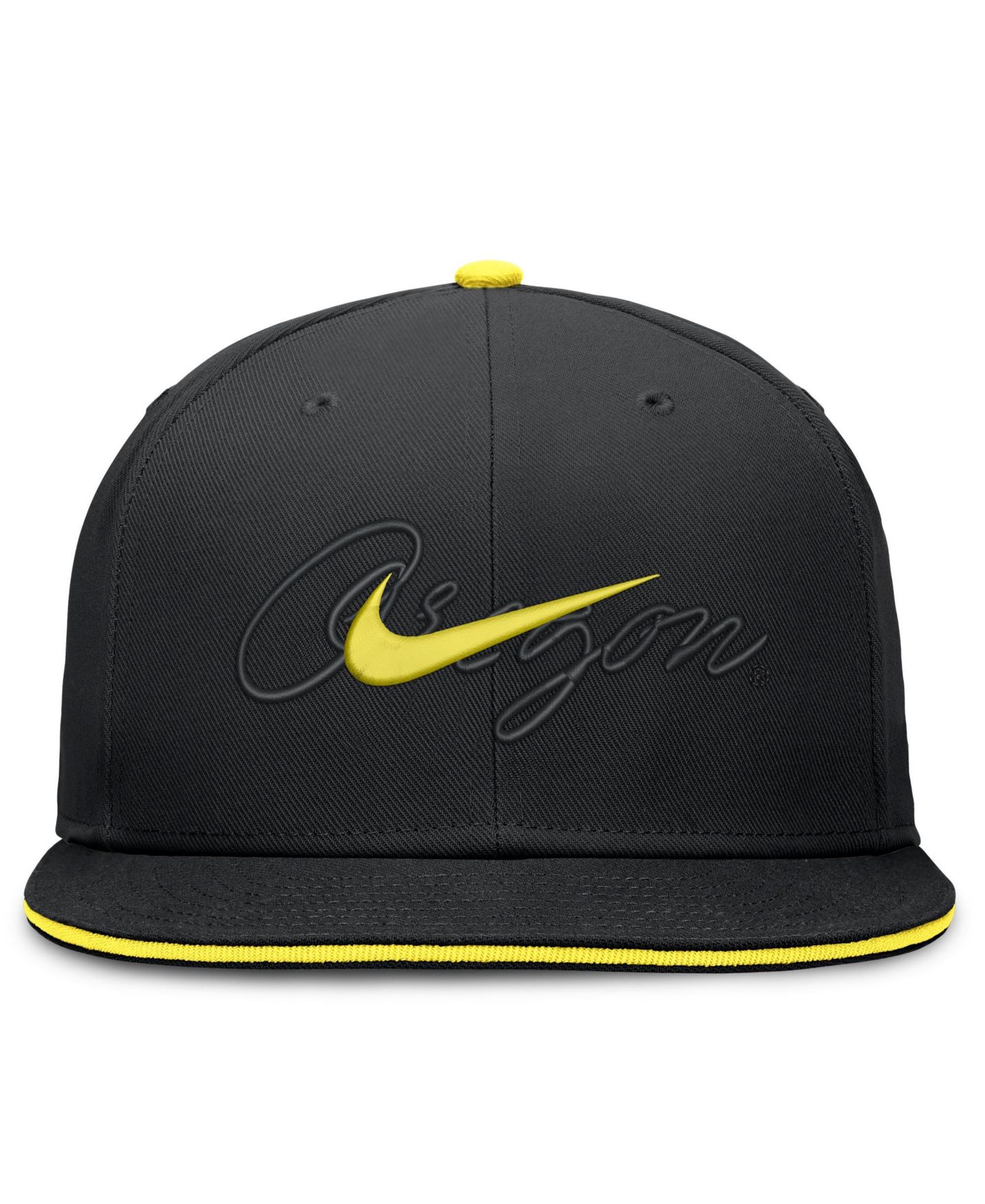 Мужская кепка Nike Black Oregon Ducks Dri-FIT Primetime Script Fitted Hat — фото 2