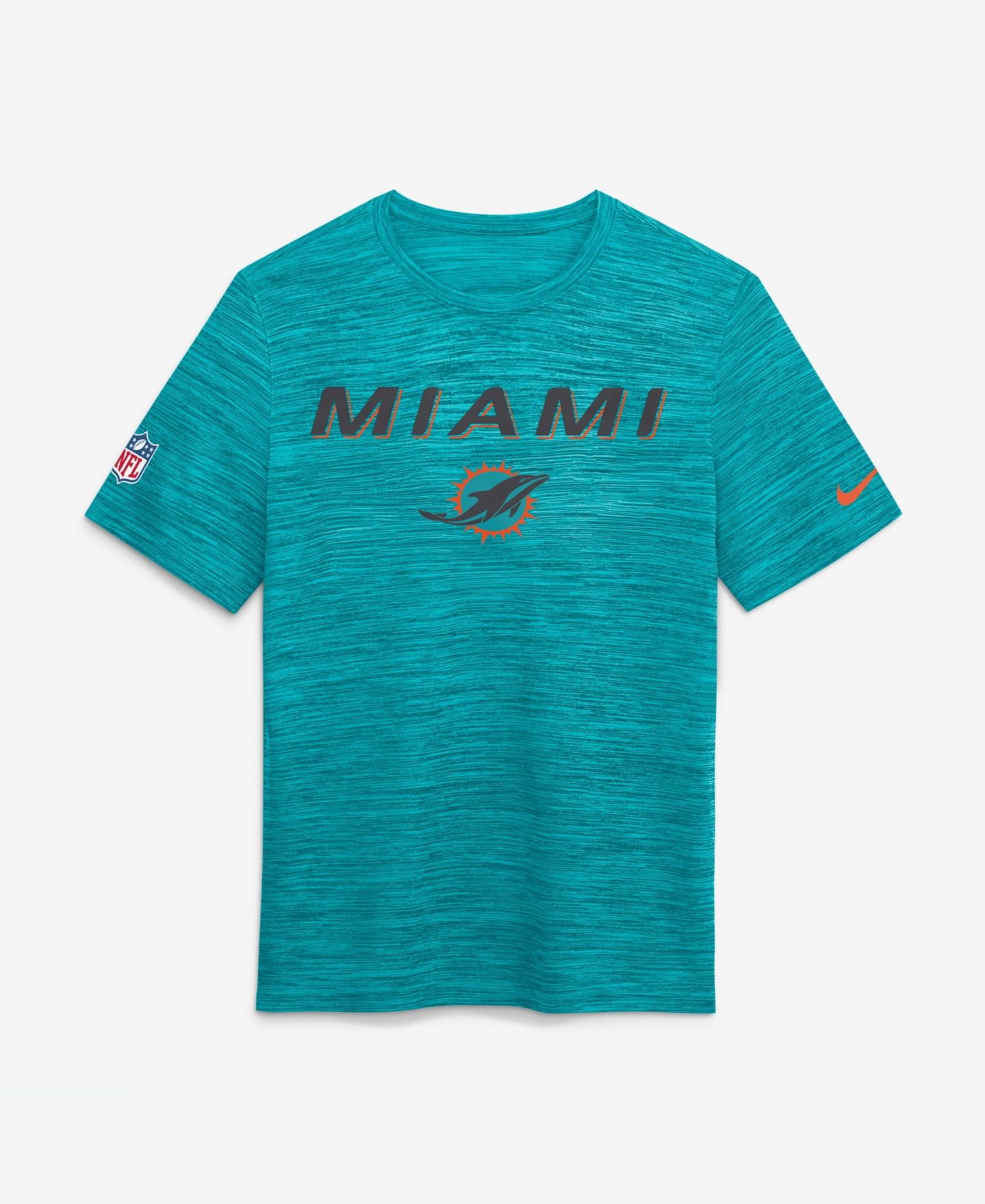 Мужская футболка Nike Aqua Miami Dolphins Rivalries Collection Sideline Velocity — фото 1