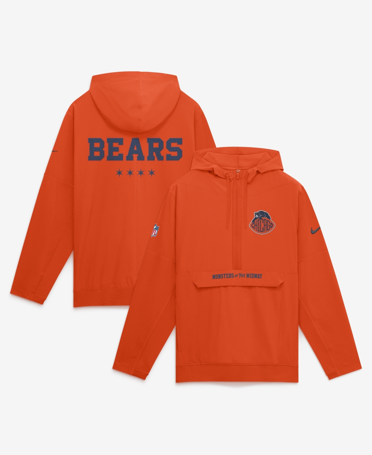 Nike Men's Orange Chicago Bears 2026 Rivalries Collection Sideline Anorak Half-Zip Jacket