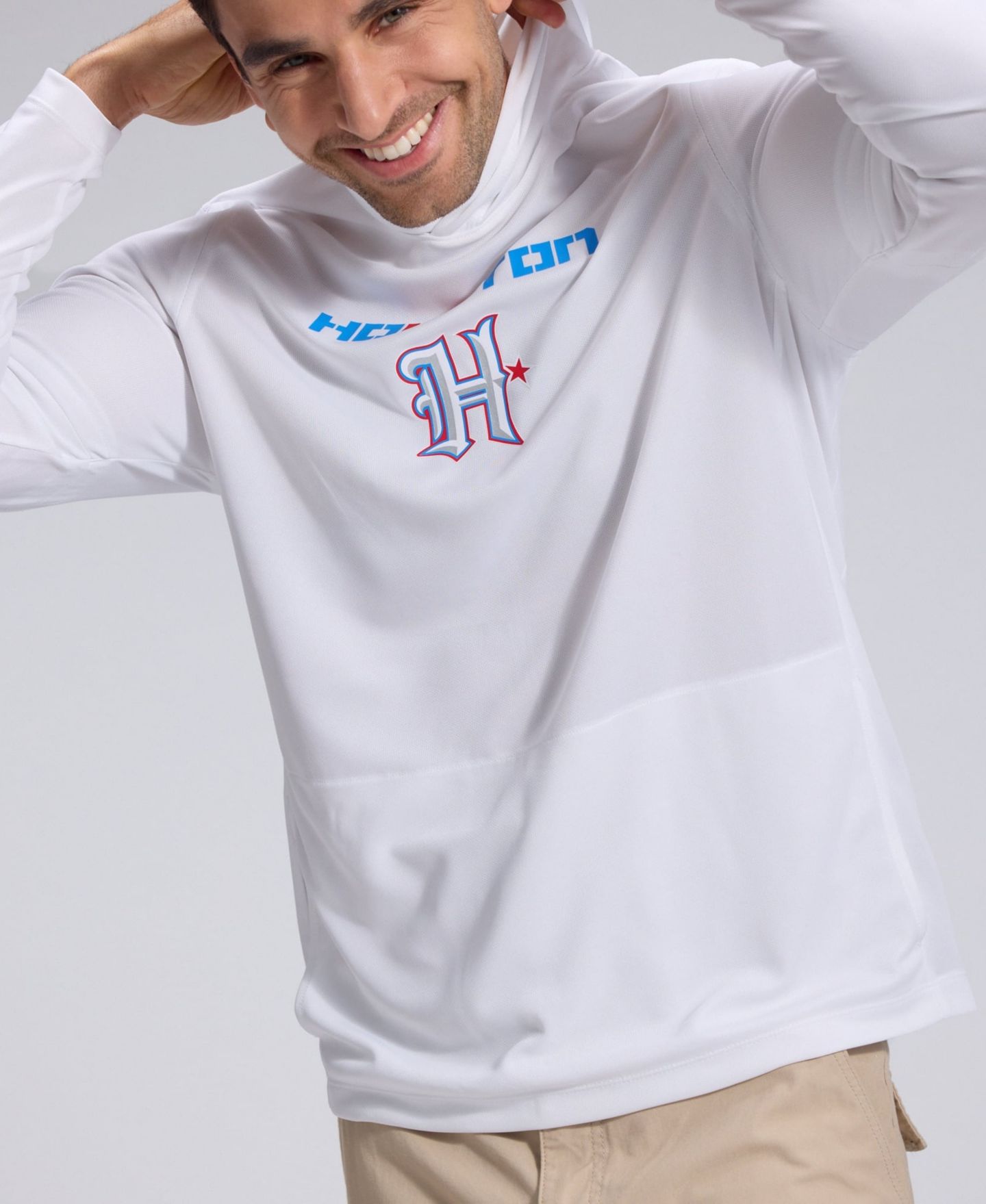 Мужской топ Nike White Houston Texans 2026 Rivalries Collection Sideline Lightweight Hooded Long Sleeve — фото 9