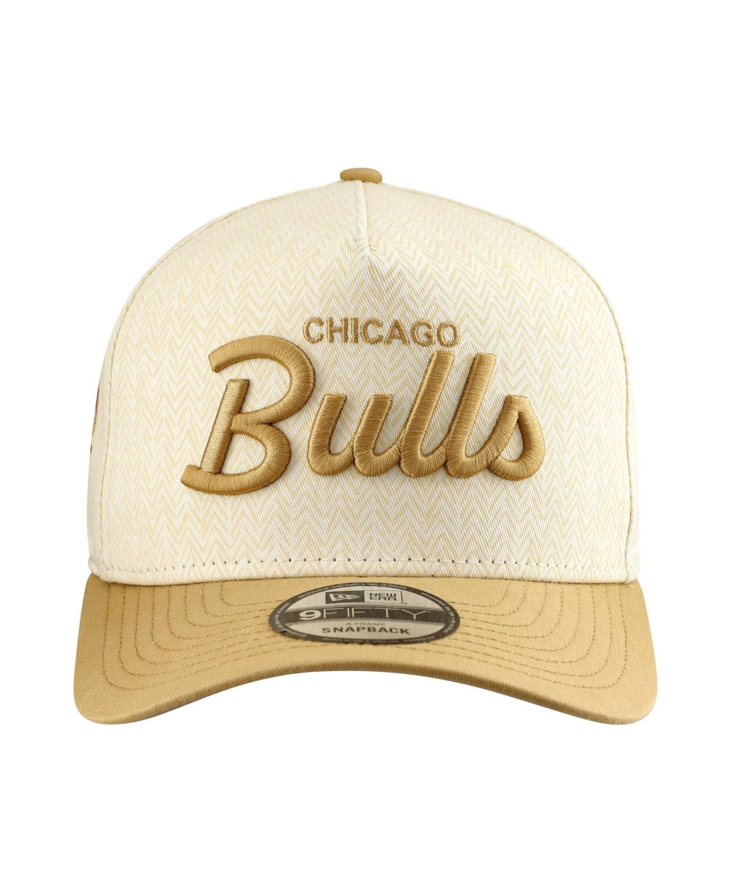 Мужская кепка New Era Cream Chicago Bulls Herringbone 9FIFTY A-Frame Snapback Hat — фото 2