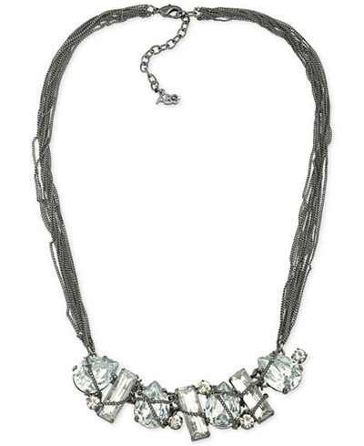 ABS by Allen Schwartz Hematite-Tone Multi-Chain Crystal Collar Necklace
