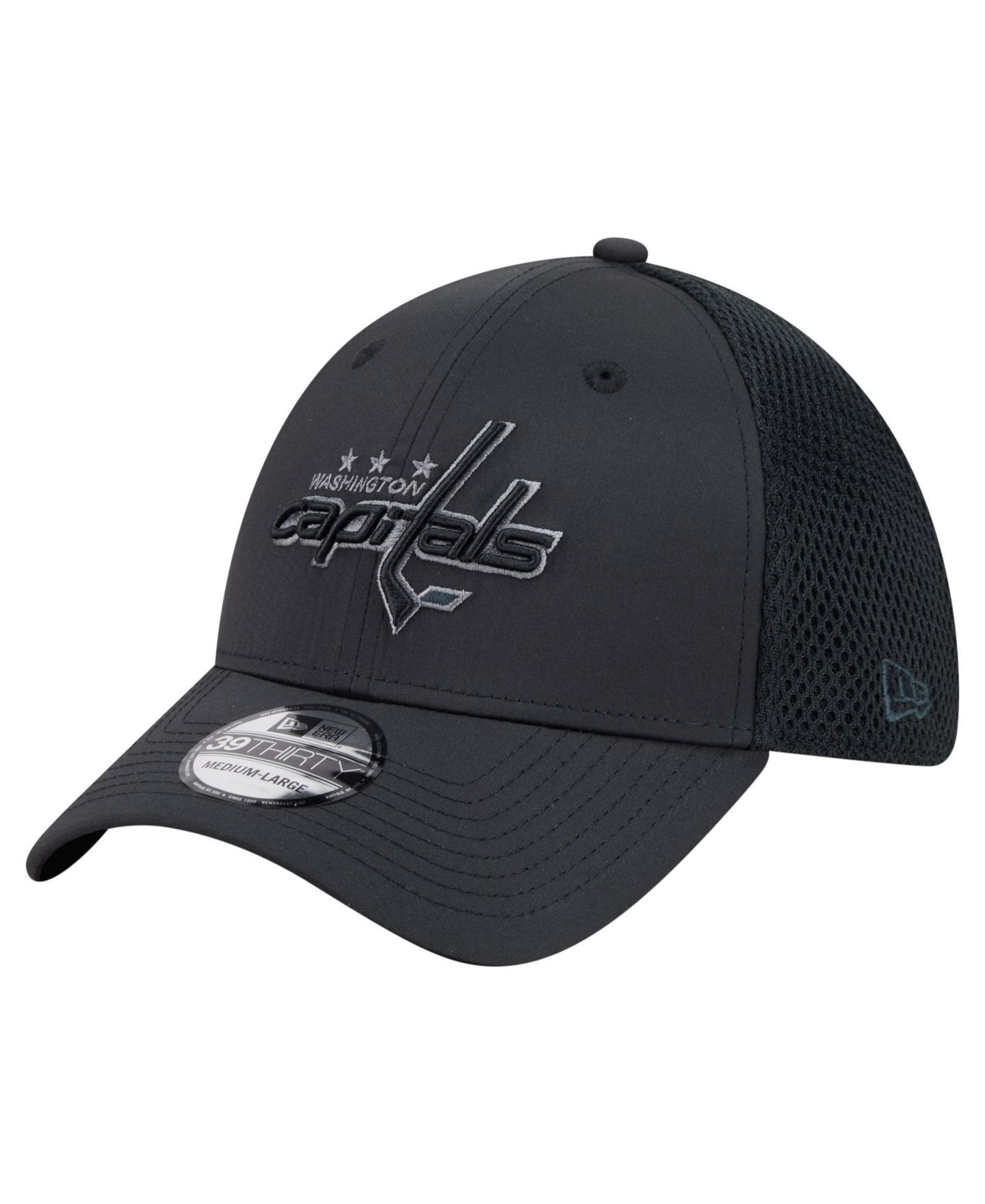 Мужской головной убор New Era Black Washington Capitals Blackout 39THIRTY Stretch Hat — фото 1