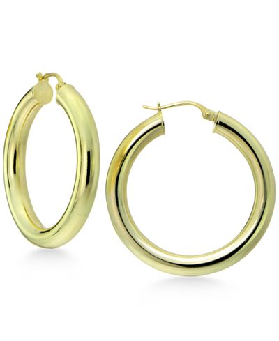 Giani Bernini Polished Tubular Hoop Earrings in 18k Gold-Plated Sterling Silver, Only at Macy's