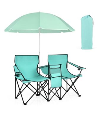 Portable Folding Double Picnic Chair with Removable Umbrella